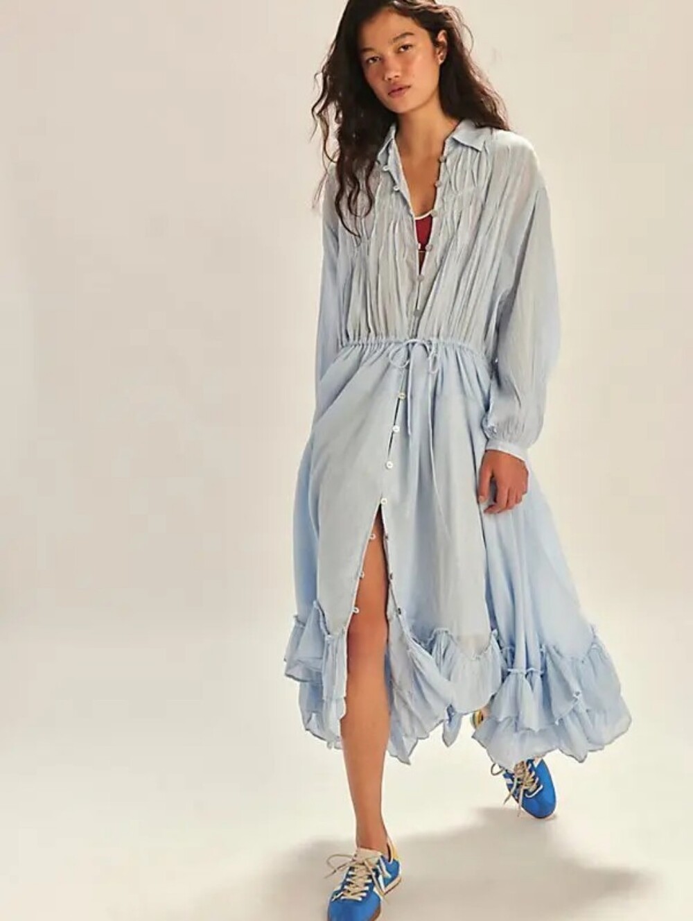 Free People Sea La Vie Midi Dress, Xs Nwt In Blue Snowflake